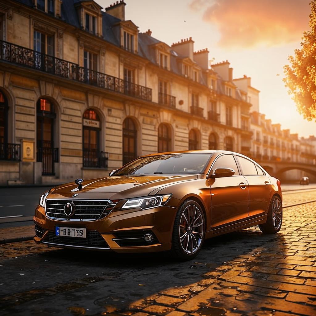 Refined executive sedan on Parisian street