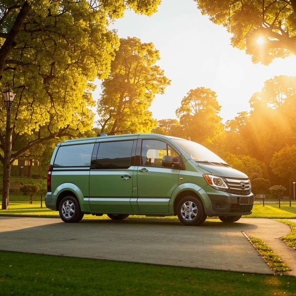 Family-friendly minivan parked near park